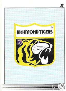 1993 Select AFL #39 Logo Front